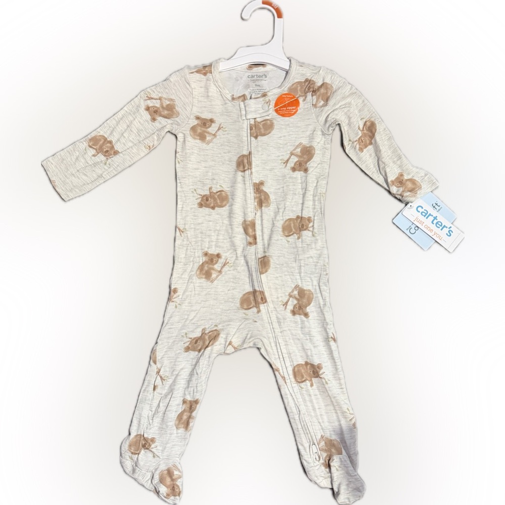 Carter's Cream and Brown Animal Print Footie